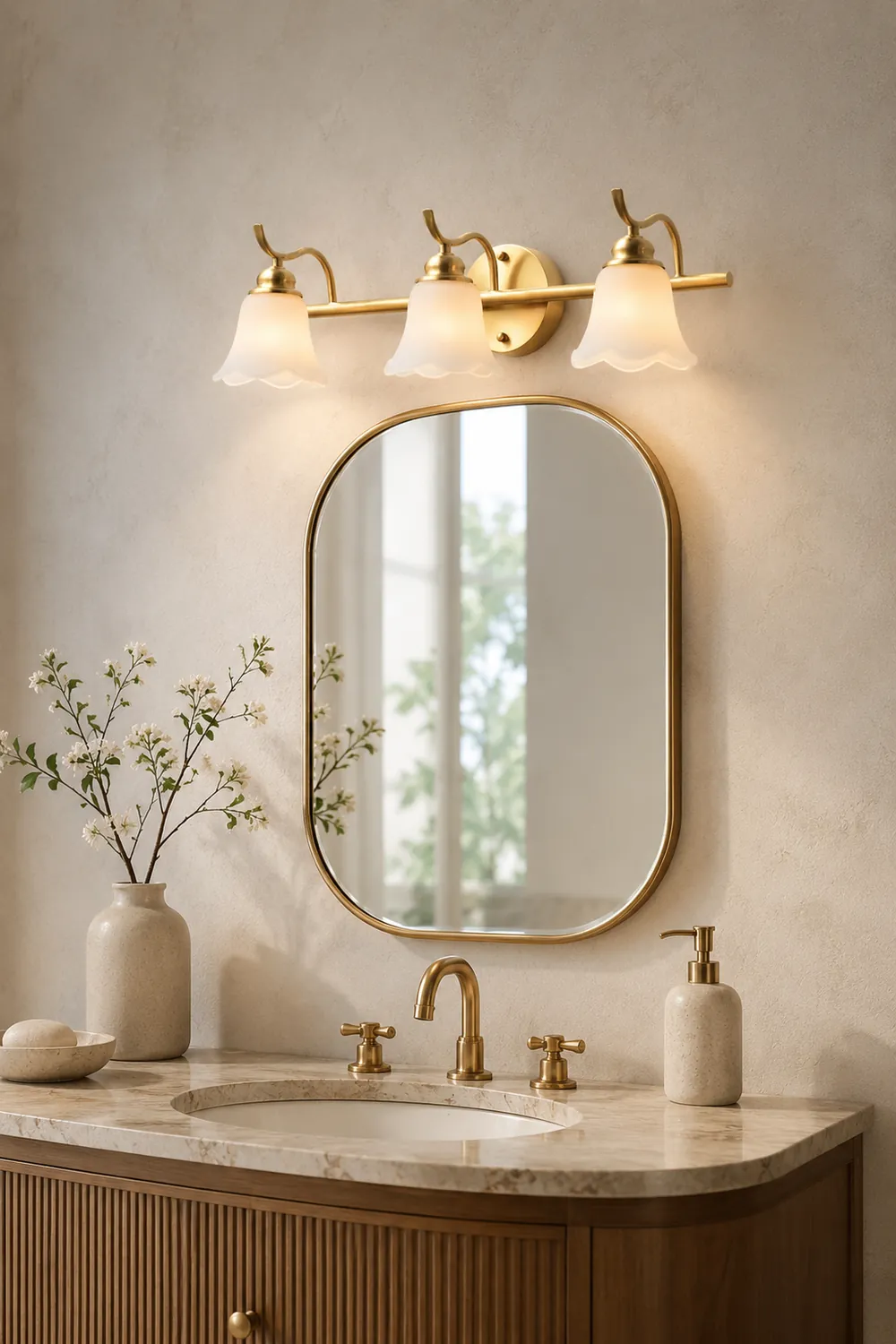 Félicie Vintage Flower Shaped Metal&Glass Lamp Wall, Gold - Lumpaz