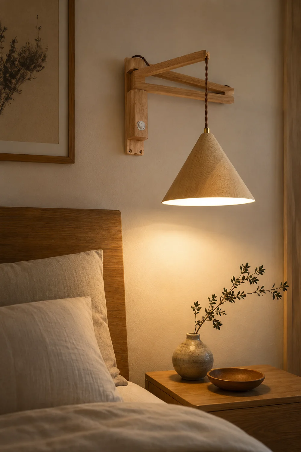 Ozawa Modern Adjustable Wall Lamp Wood/Metal 2 Color Bedroom - Lumpaz