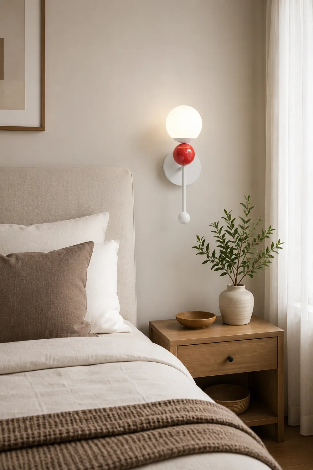 Hailie Modern LED Wall Lights/Ceiling Light Wood/Red Bedroom/Hallway/Living Room - Lumpaz