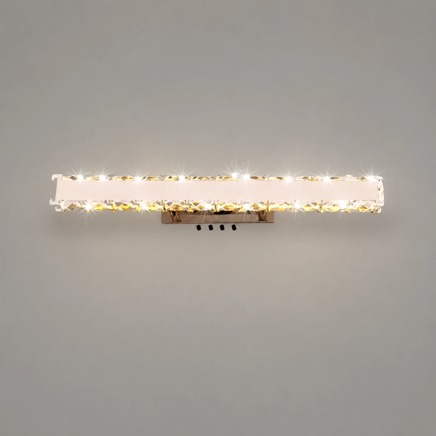 Kristy Modern Rectangular Metal/Crystal Mirror Front Wall Lamp, Gold - Lumpaz