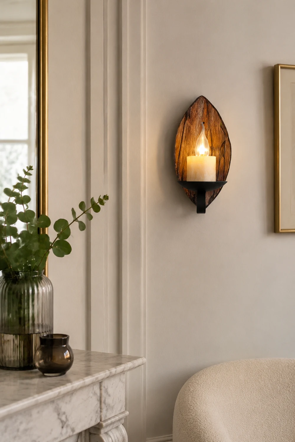 Austin Vintage Leaf Shape Wood Metal Wall Lamp Living Room - Lumpaz
