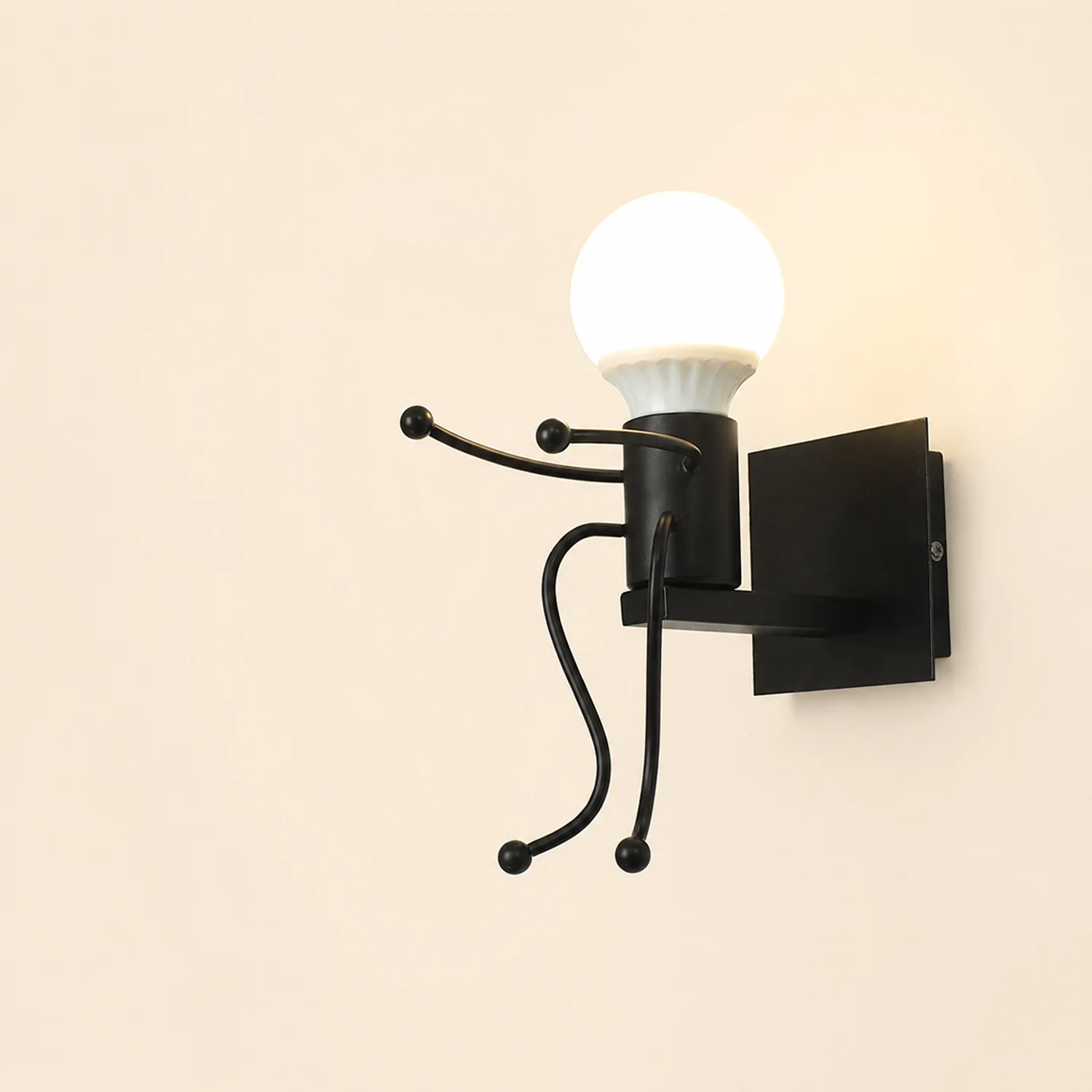 Luxo Modern Decorative Man Metal Wall Lamp, White/Black - Lumpaz