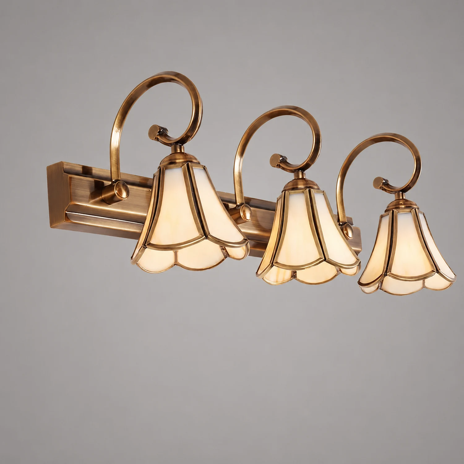 Félicie Wall Lamp Vintage Flower, Metal/Glass, Gold, Kitchen - Lumpaz