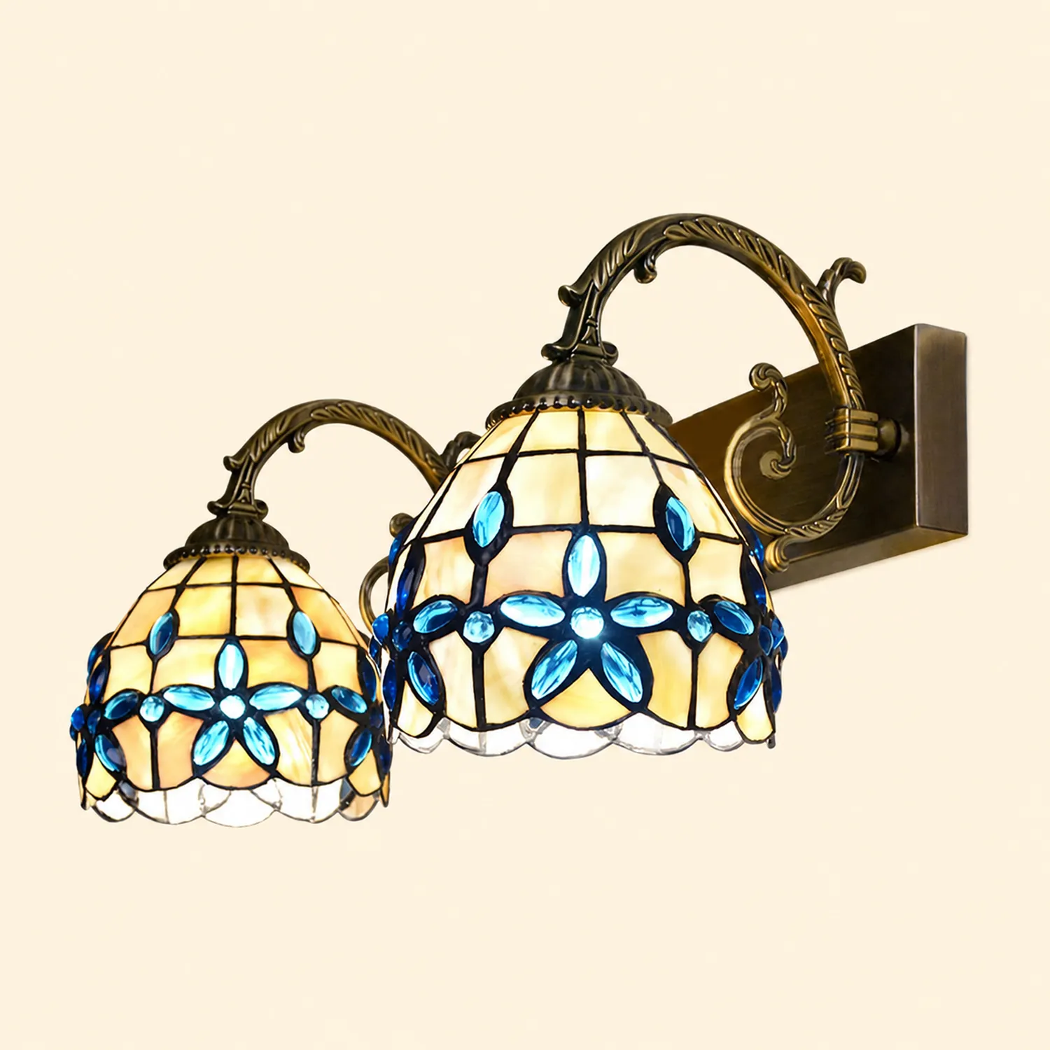 Baxter Vintage Flower Shaped Metal/Glass bedroom wall lamp - Lumpaz