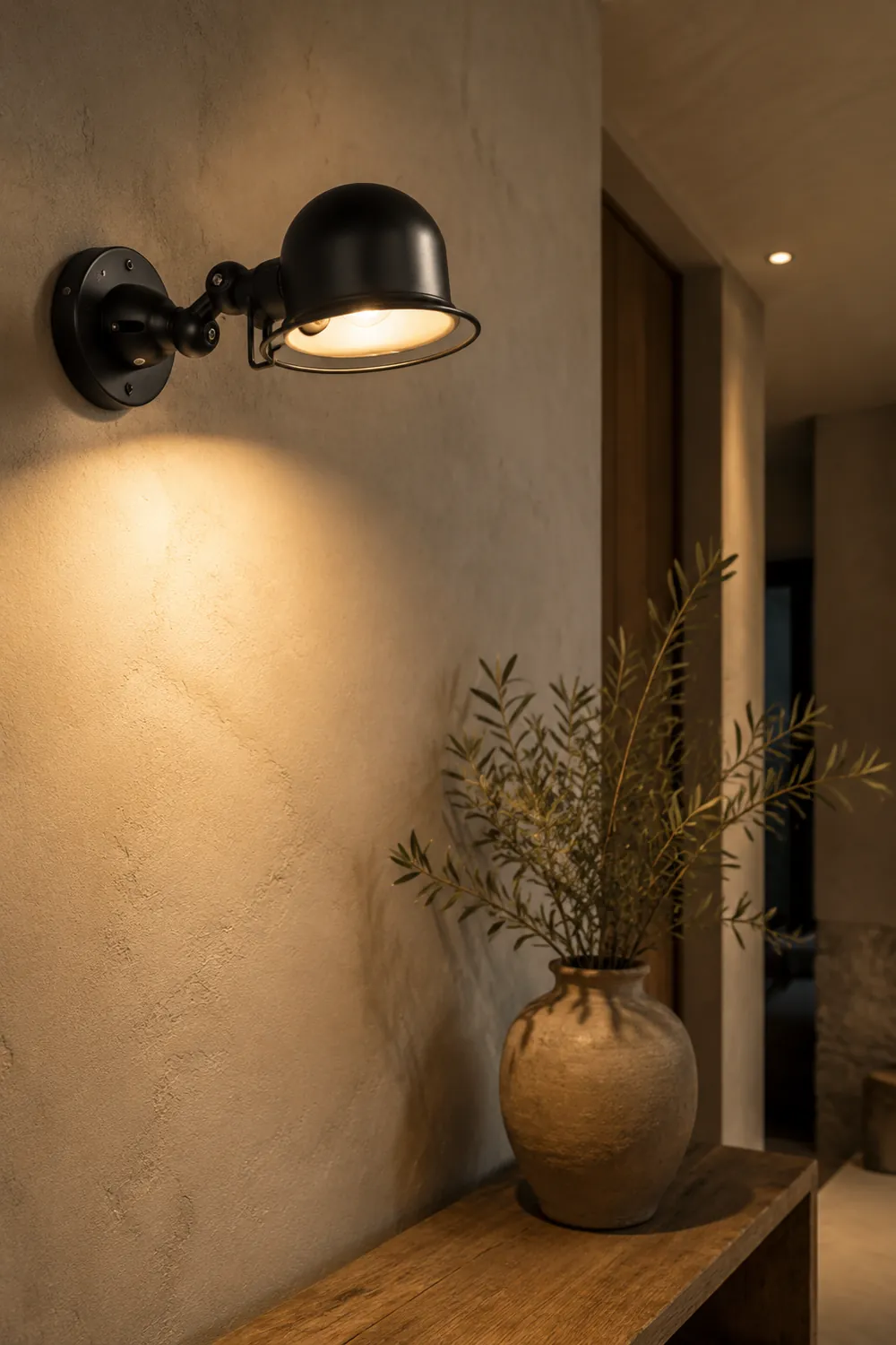 Alessio Wall Lamp Dome Retro, Adjustable Metal, Black, Living Room - Lumpaz