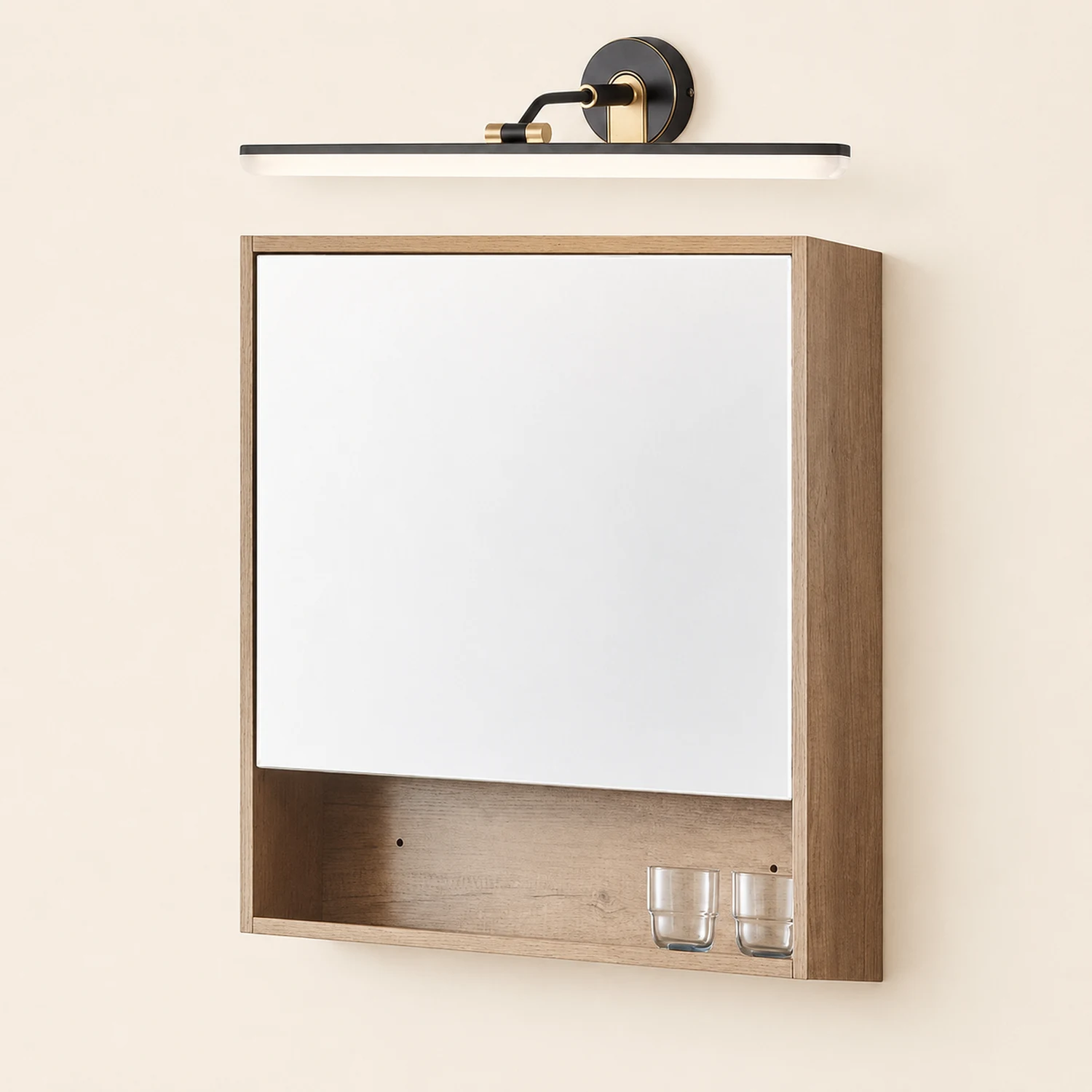 Leigh Industrial Linear Vanity Wall Lamp, Black/Brass, Bathroom - Lumpaz