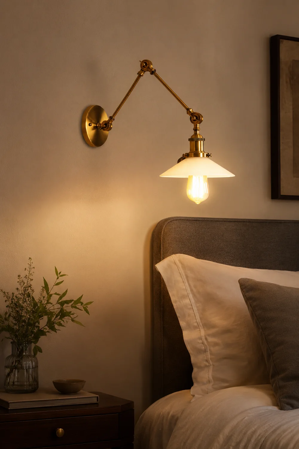 Alessio Wall Lamp Retro Saucer Lampshade Metal Adjustable 2 Color, Bedroom - Lumpaz