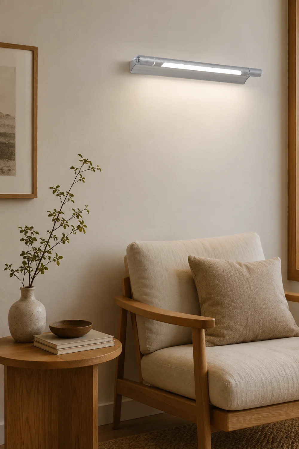 Edge Minimalist Linear Led Vanity Wall Lamp, Silver, Bathroom - Lumpaz