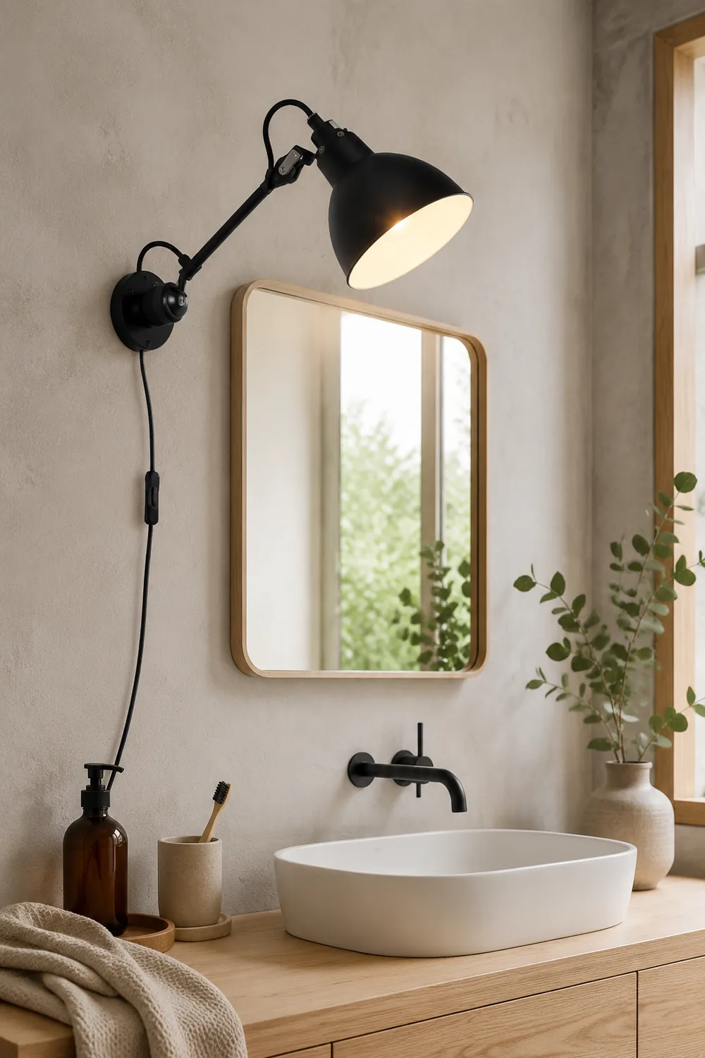 Brady Minimalist Adjustable Wall Lamp, Metal, Black, Living Room - Lumpaz