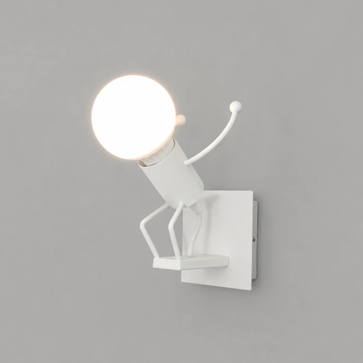 Luxo Modern Decorative Man Metal Wall Lamp, White/Black - Lumpaz