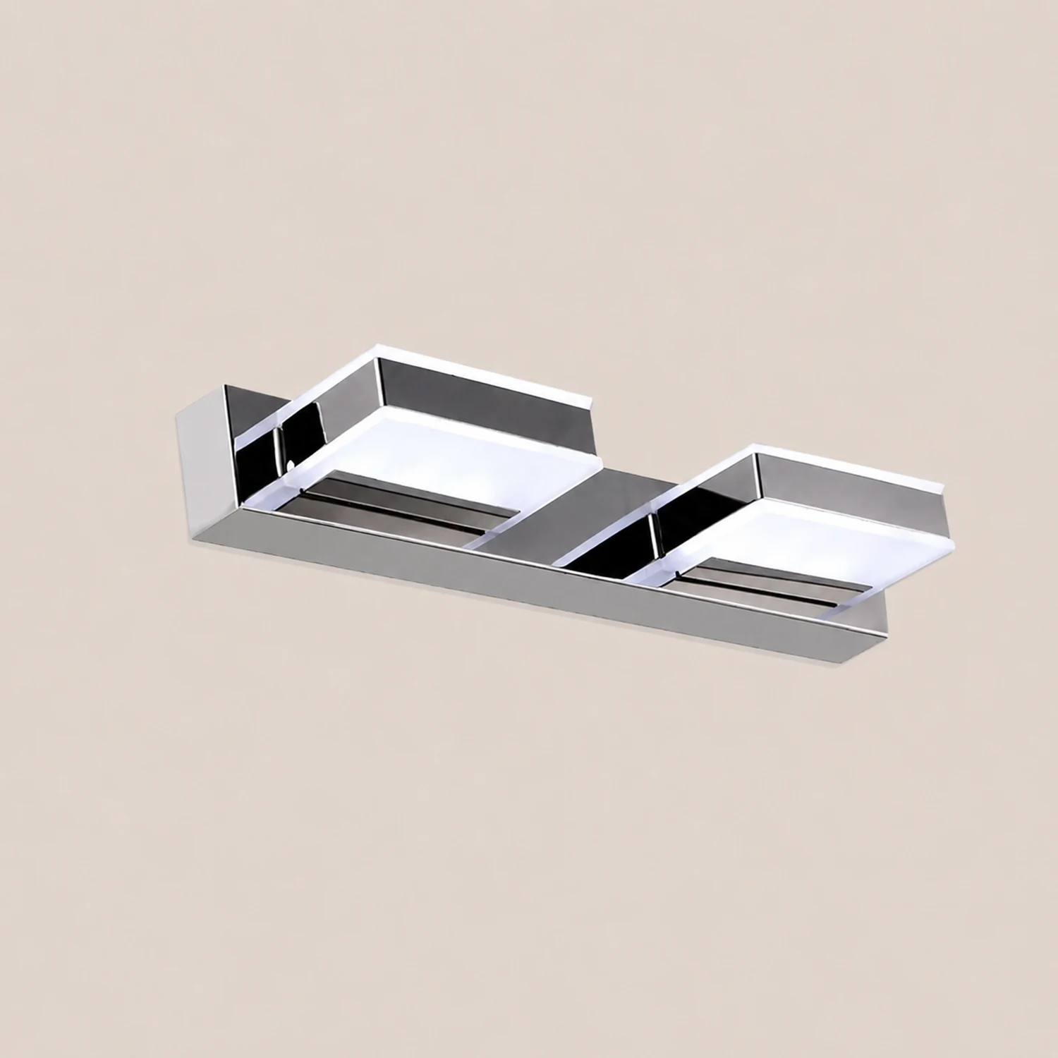 Leigh Modern Square  Acrylic Mirror Front Vanity Wall Lamp , Chrome - Lumpaz