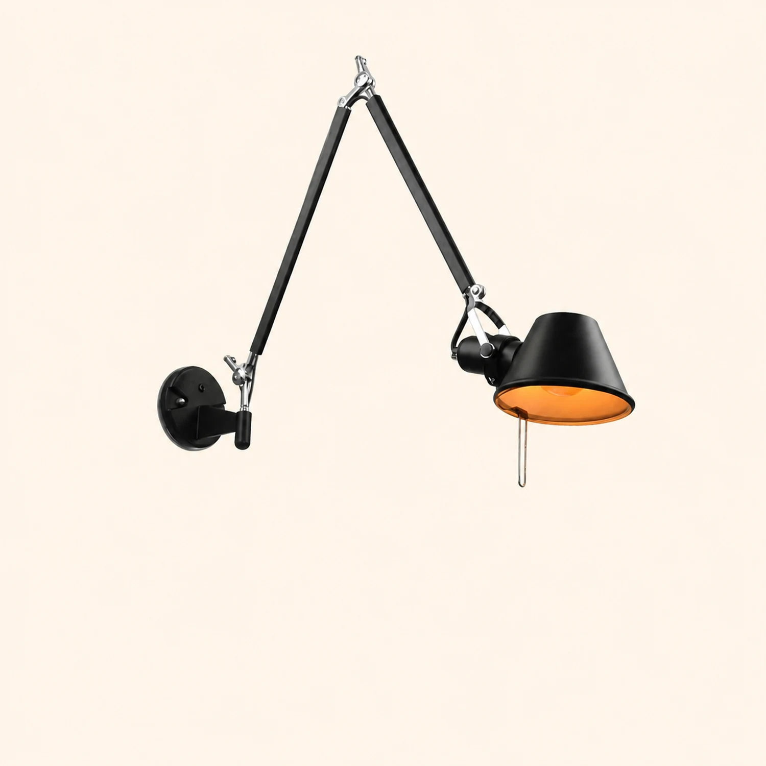Brady Modern Simple Adjustable Wall Lamp, Black/Chrome, Bedroom - Lumpaz