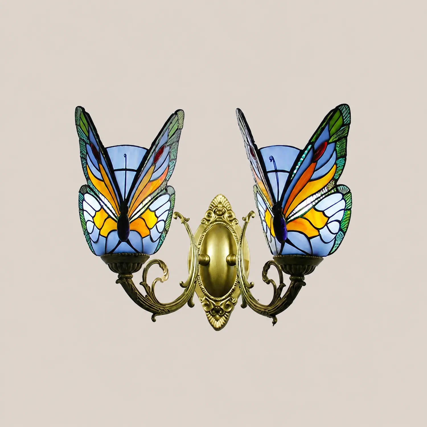 Kady Artistic Butterfly Metal/Glass Lamps Wall, Red/Blue/Multi-Color/Light Blue - Lumpaz
