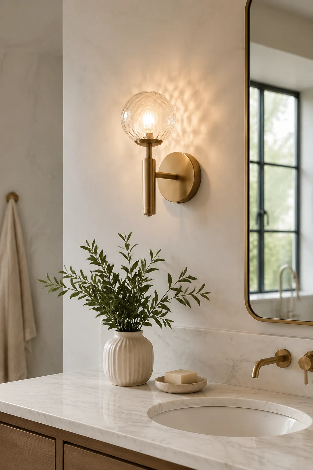 Valentina Wall Lamp Modern Globe, Metal/Glass, Black/Gold, Hallway - Lumpaz