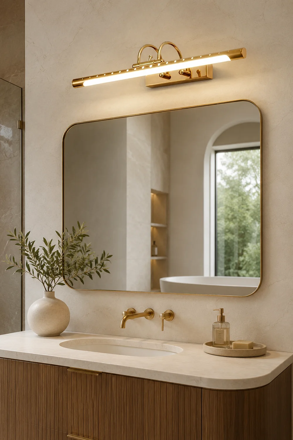 Eryn Modern Linear Vanity Wall Lamp, Gold, Bathroom/Kitchen - Lumpaz