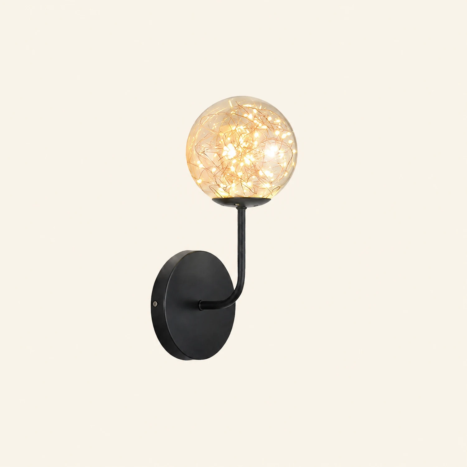 Valentina Wall Lamp Starry Globe Art Deco, Black/Gold, Bedroom - Lumpaz