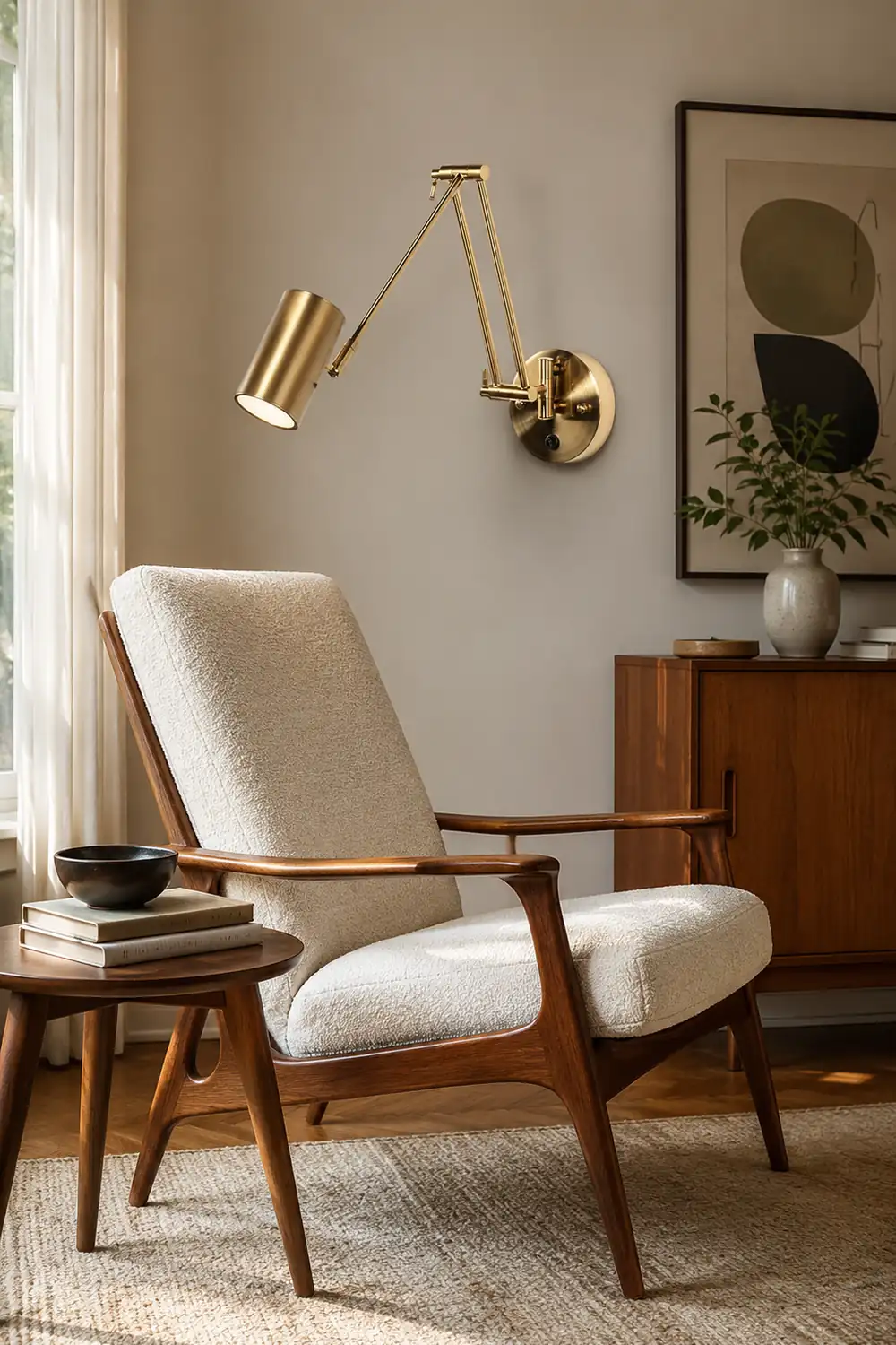 Freja Wall Lamp Cylindrical Adjustable Lamp Pole Metal Brass, Bedroom - Lumpaz