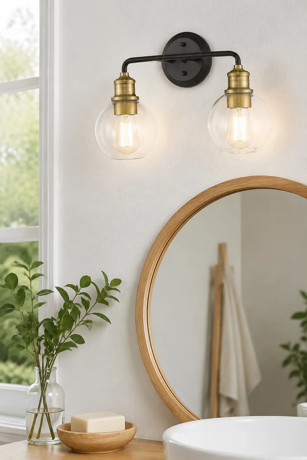 Alessio Minimalist Globe Metal/Glass Wall Lamp, 2/3 Light - Lumpaz
