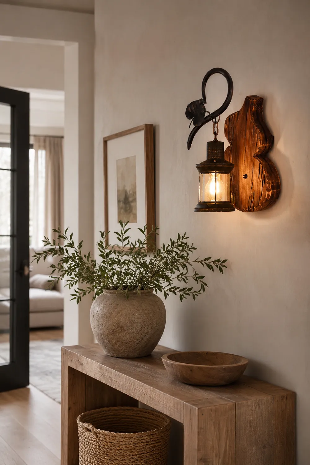 Austin Wall Lamp Cucurbits/Candle Vintage, Wood/Metal, Bedroom - Lumpaz