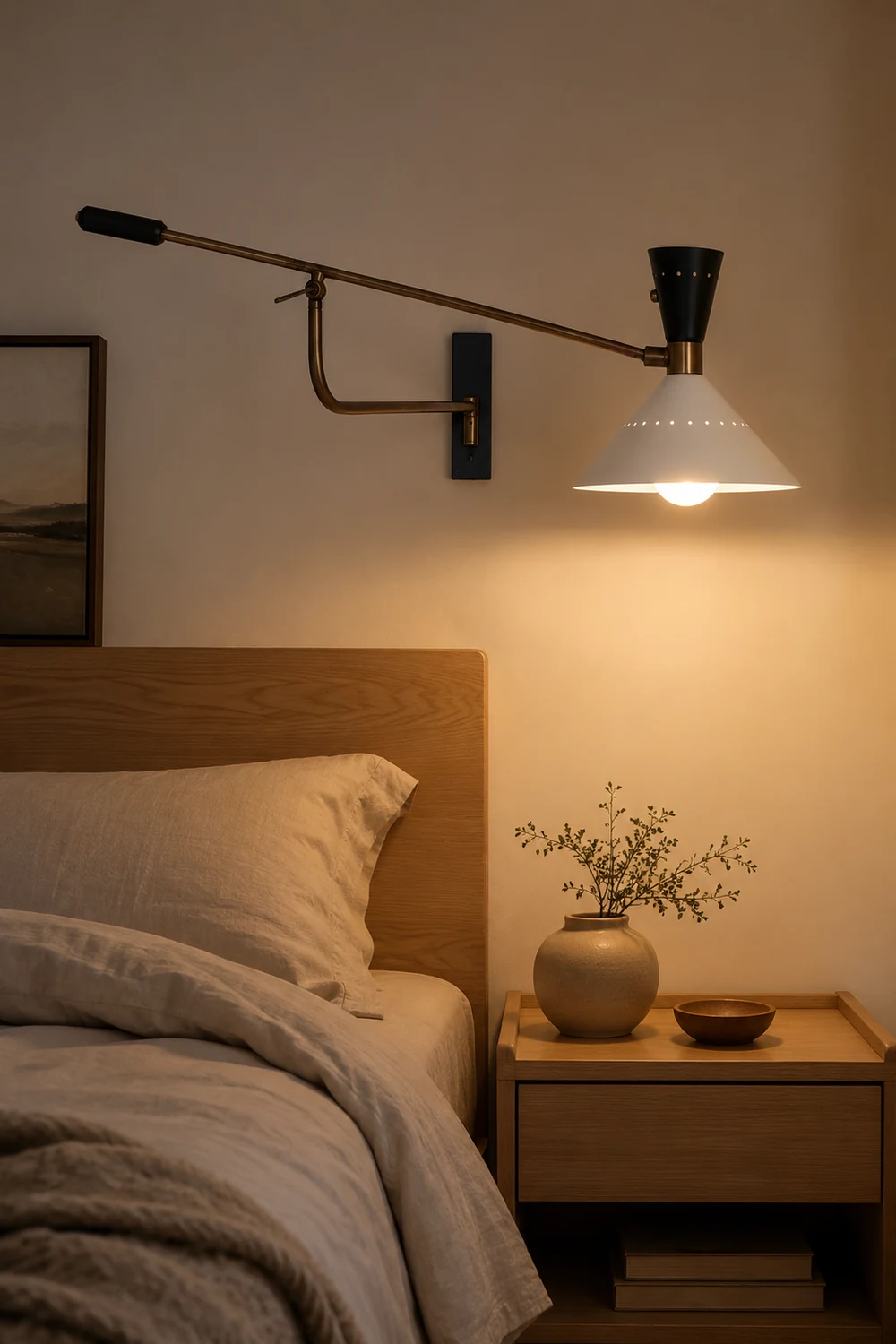 Carins Wall Lamp Nordic Creative Adjustable Metal White, Bedroom - Lumpaz