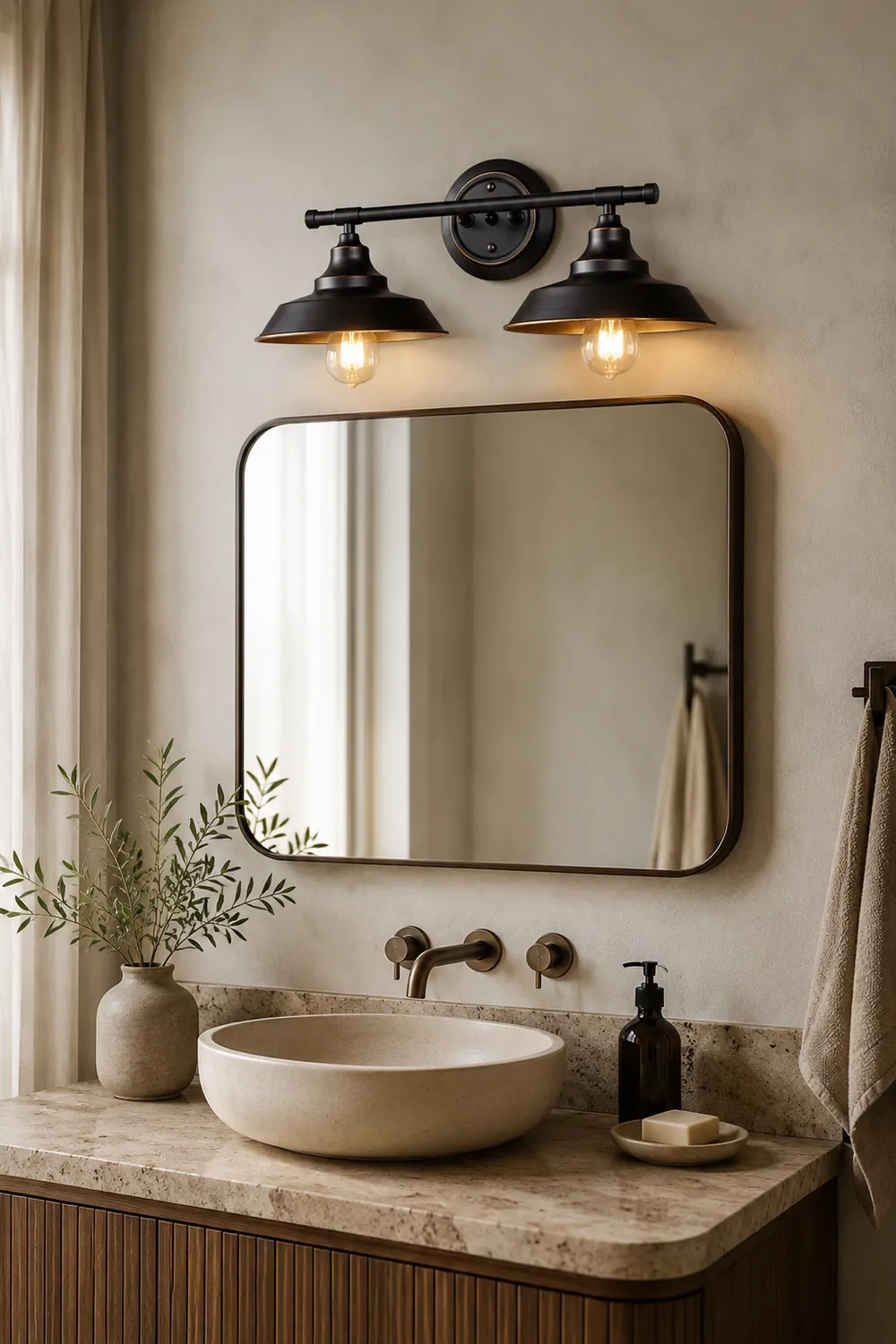 Alessio Retro Bowl-shaped Cast Metal Wall Lamp, Black - Lumpaz