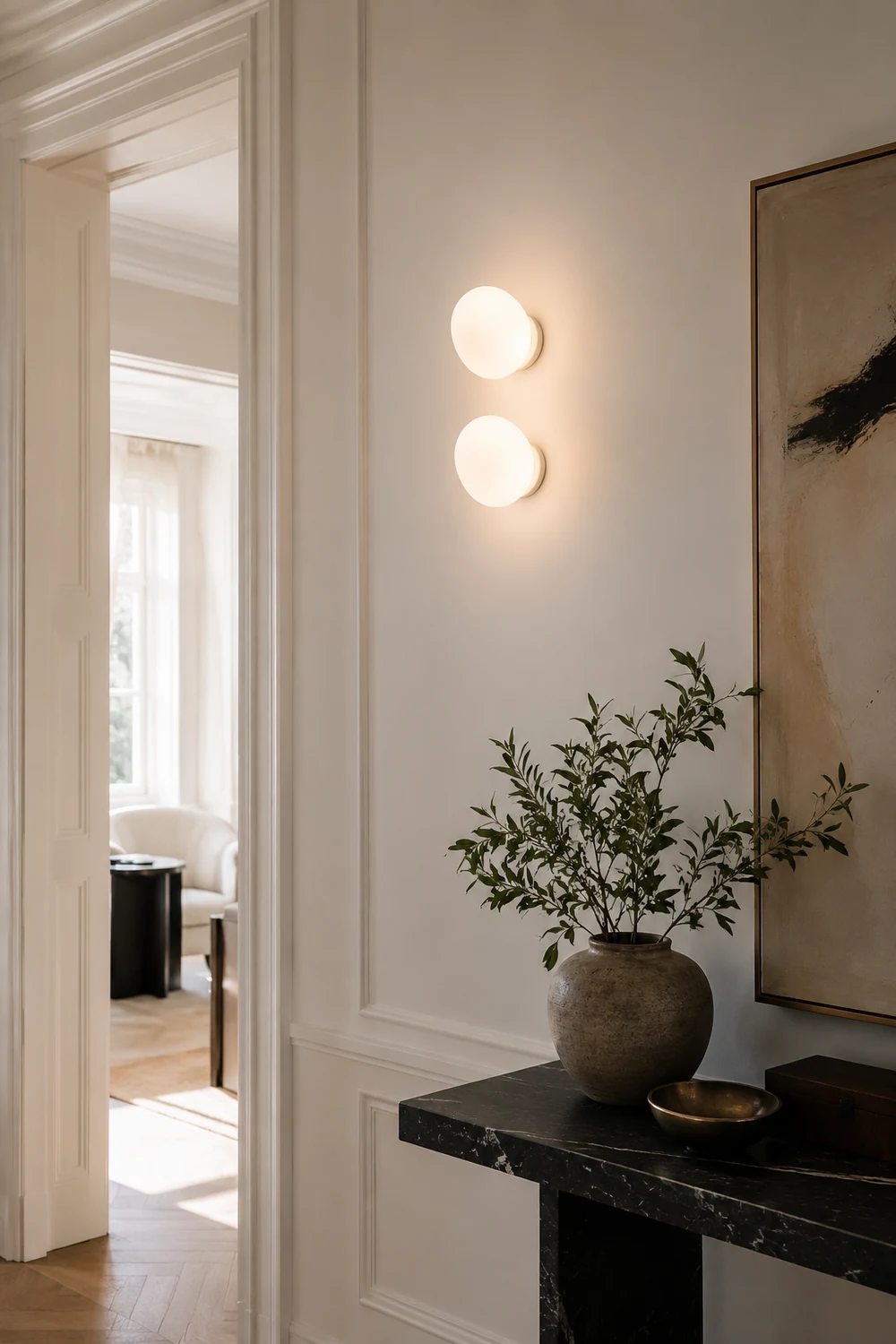 Valentina Design Geometric Glass Vanity Wall Light, White - Lumpaz