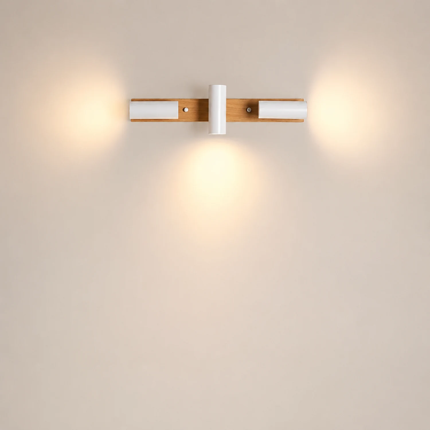 Ozawa Rotatable Spotlight Mirror Front Vanity Wall Lamp, Wood/Metal - Lumpaz