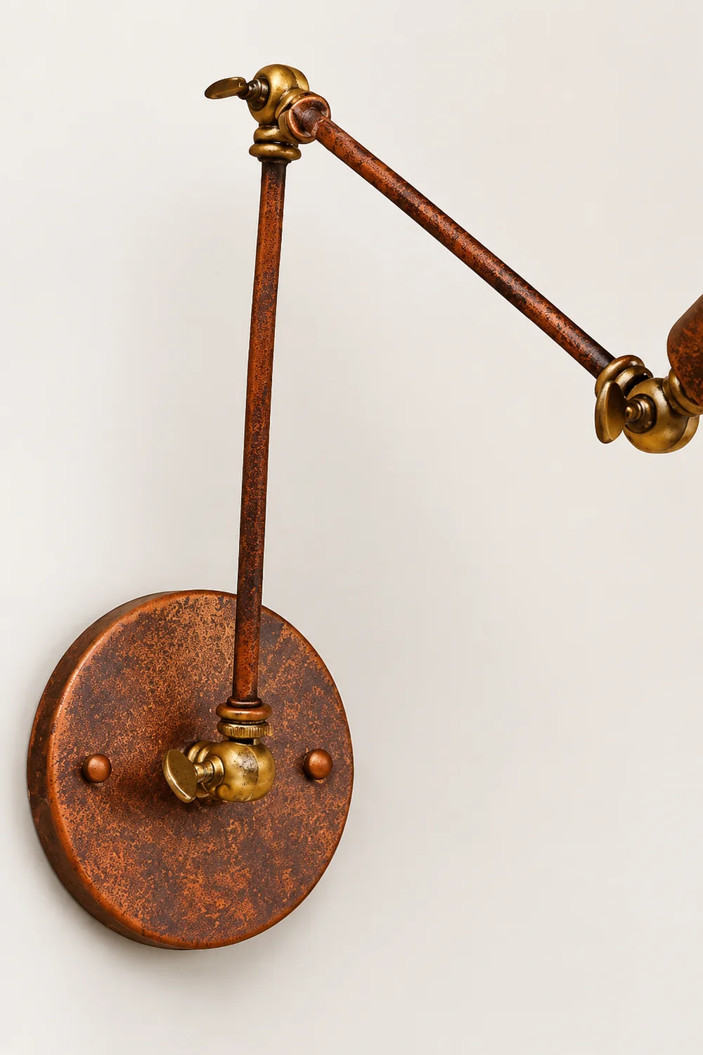 Brady Vintage Hemispheric Rust Adjustable Wall Lamp, Brass, Bedroom - Lumpaz