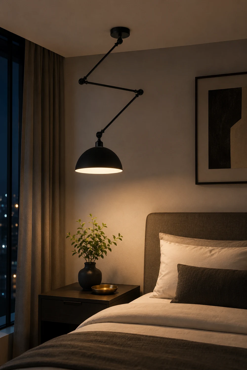Minori Extendable Domed Pendant Light, Black/White/Red/Gold - Lumpaz