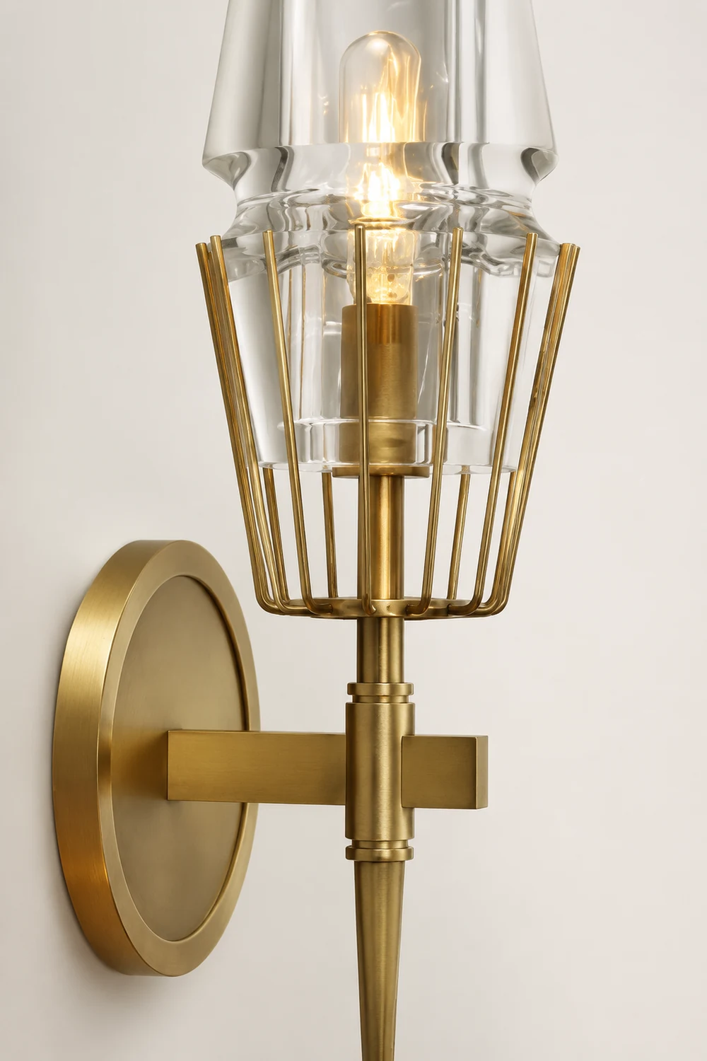 Blair Vintage Lantern Metal/Glass Wall Lamp, Gold - Lumpaz