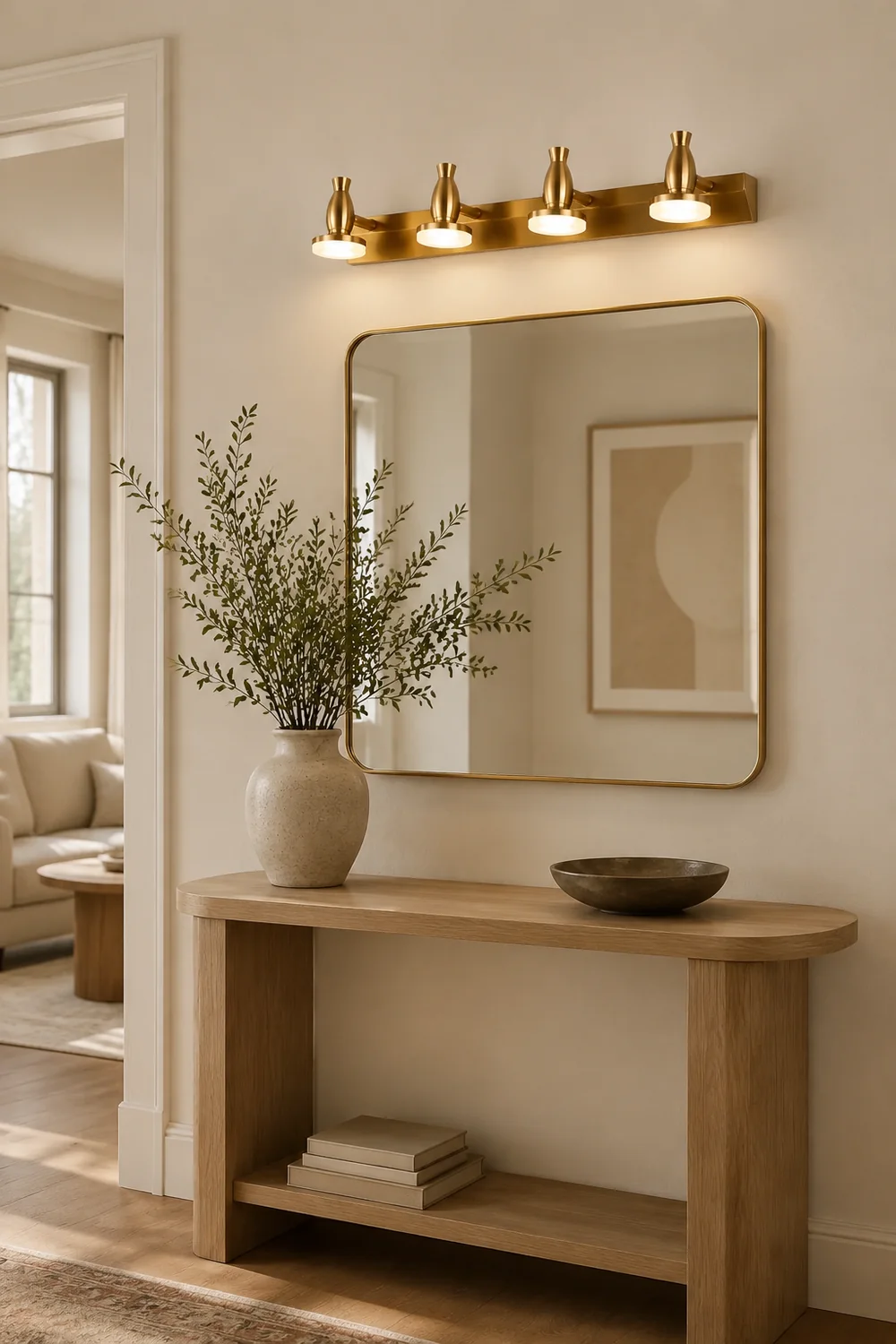 Leigh Luxury Multi Metal Mirror Front Wall Lamp, Brass - Lumpaz