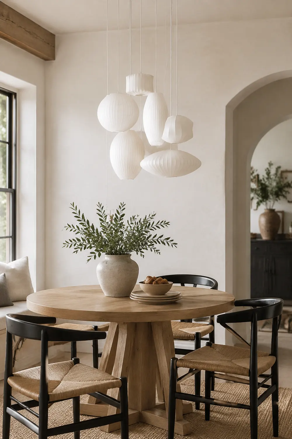 Renée White Single Pendant Light, Artificial Silk Shade, 6 Style - Lumpaz
