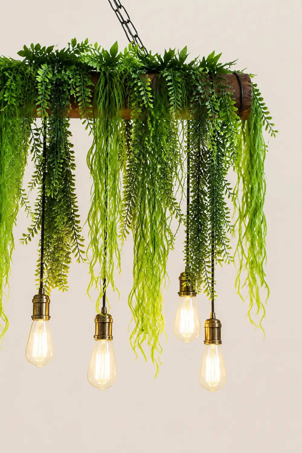 Nest Natural Decorative Rectangular Plant Metal Pendant Light Green - Lumpaz