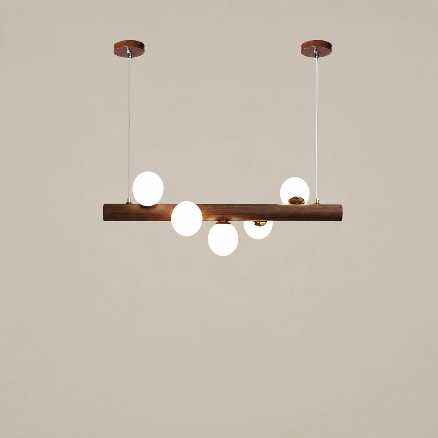 Valentina Glass Bubble Pendant Light Wood/Walnut - Lumpaz