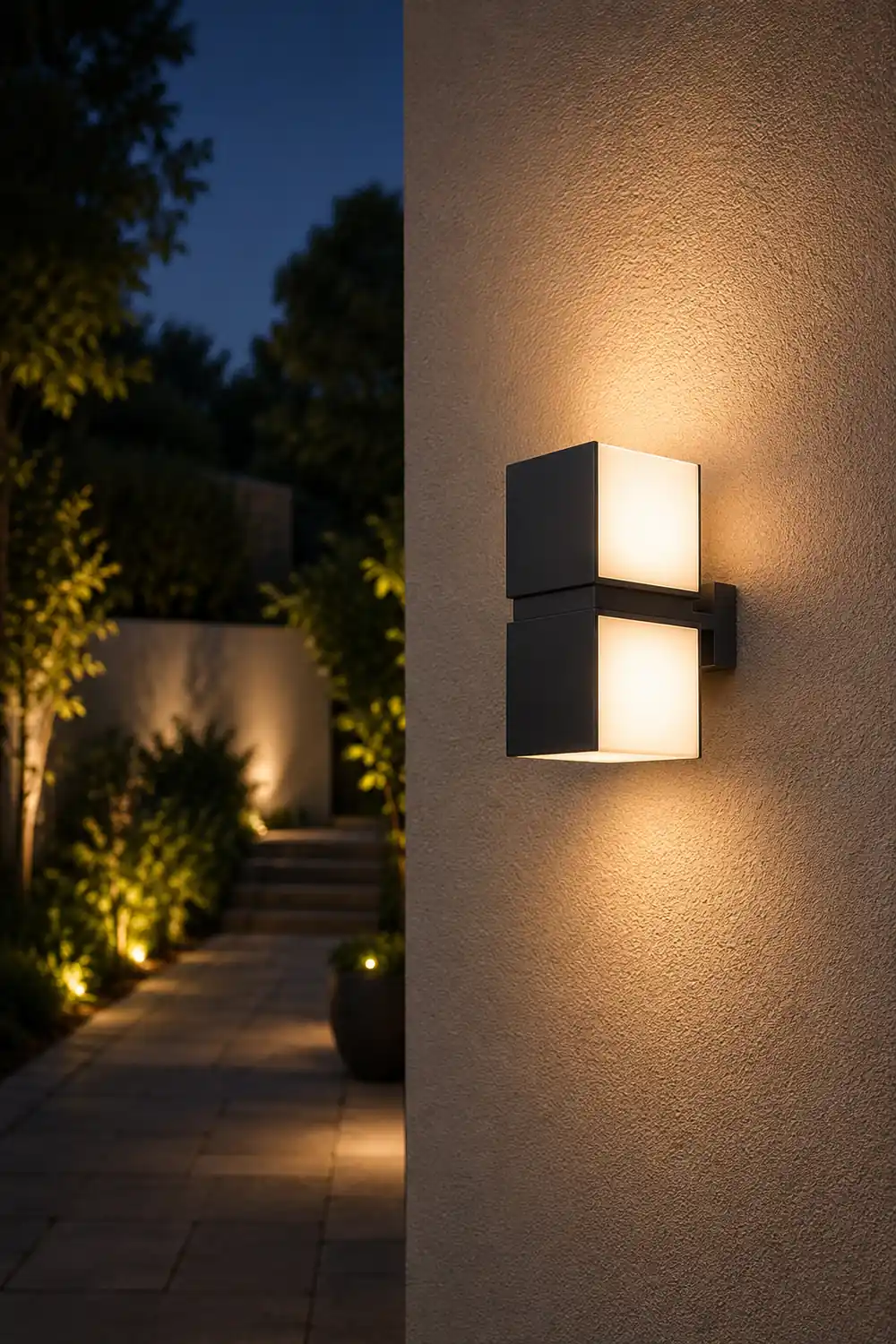 Orr Modern Geometry Rotatable Metal/Acrylic Outdoor Waterproof Wall Lamp, Black - Lumpaz