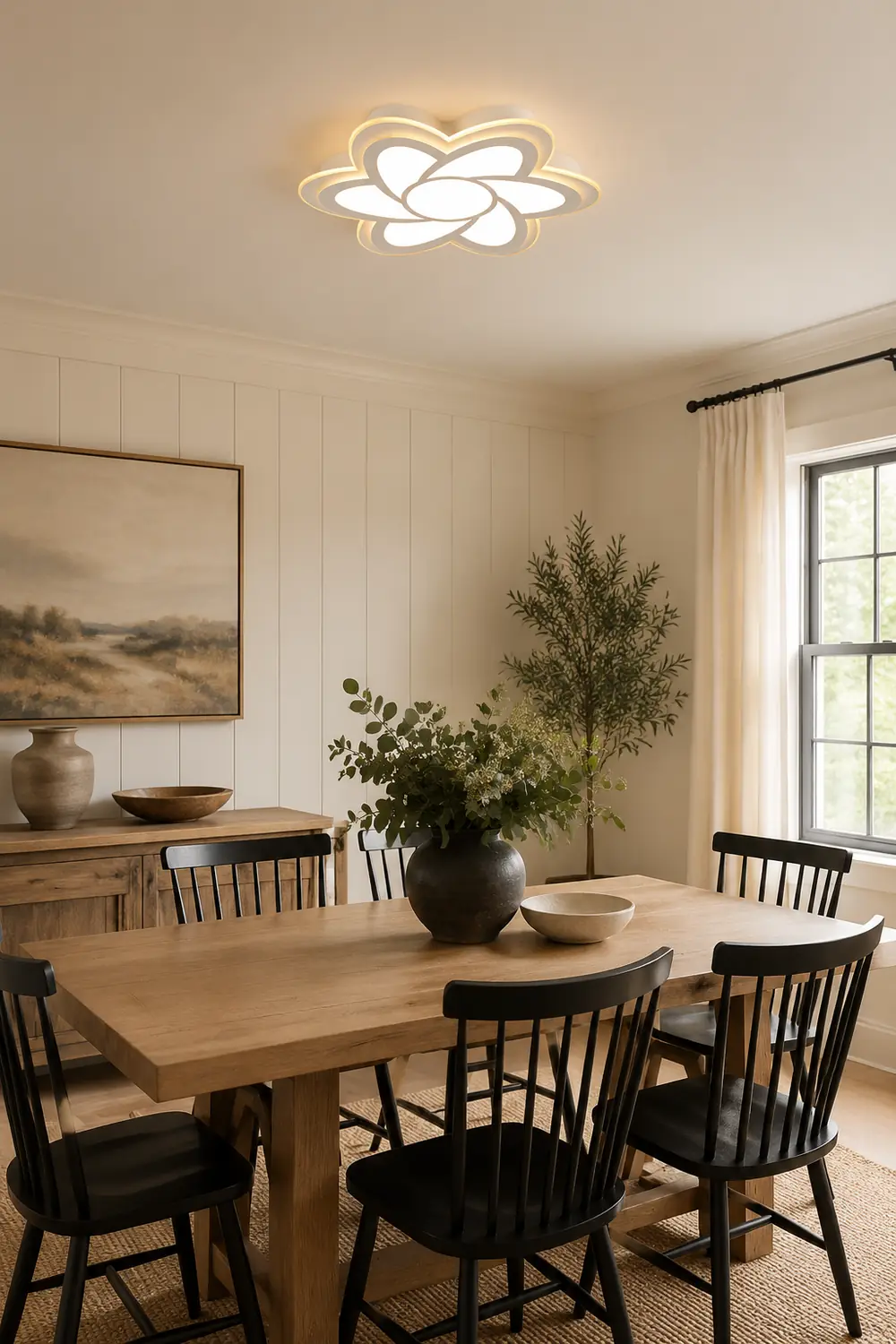 Hana Modern White Flower Flush Mount Ceiling Light, Metal - Lumpaz