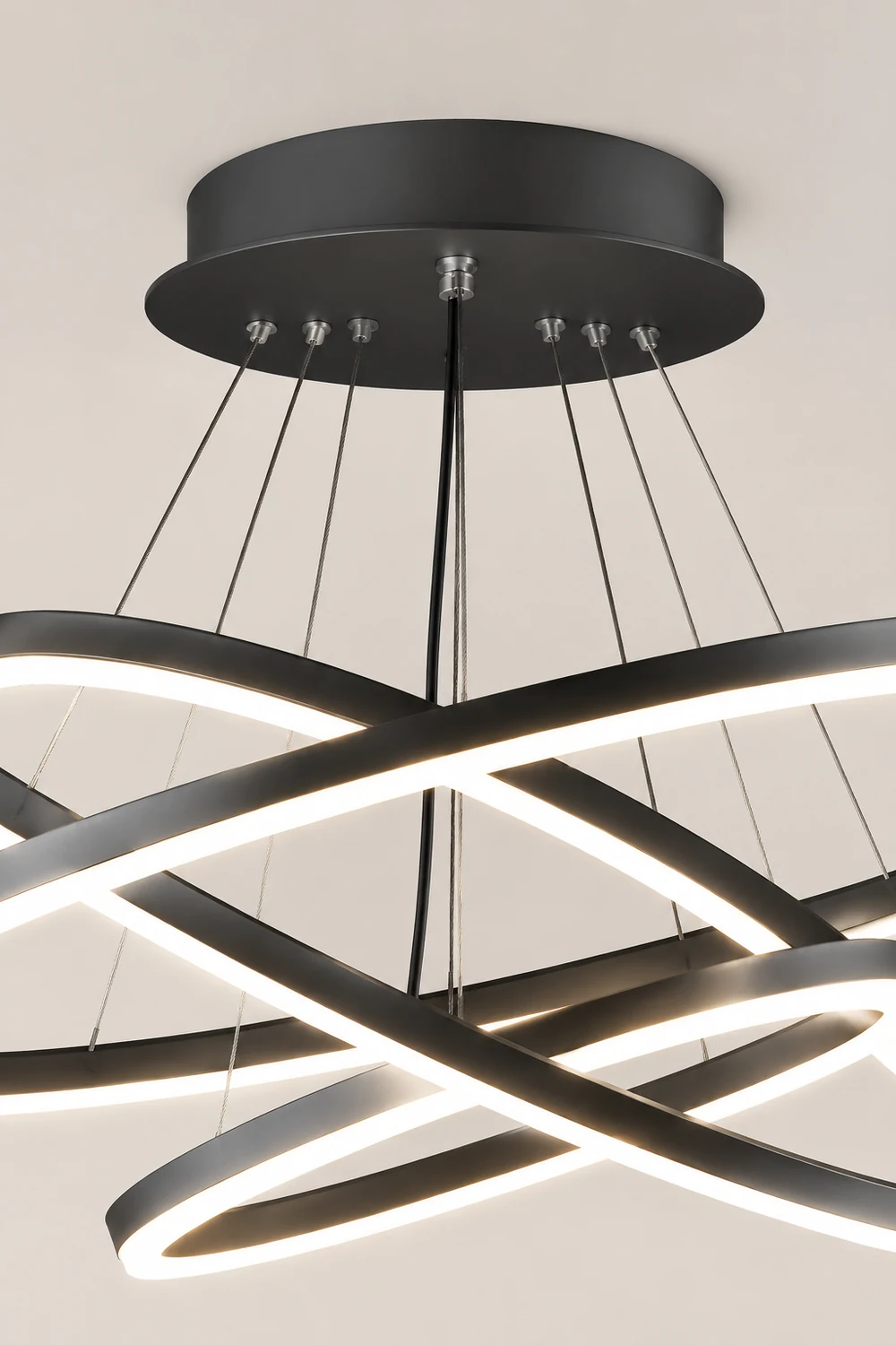 Arisha 3-Rings Black Black Modern Pendant Light - Lumpaz