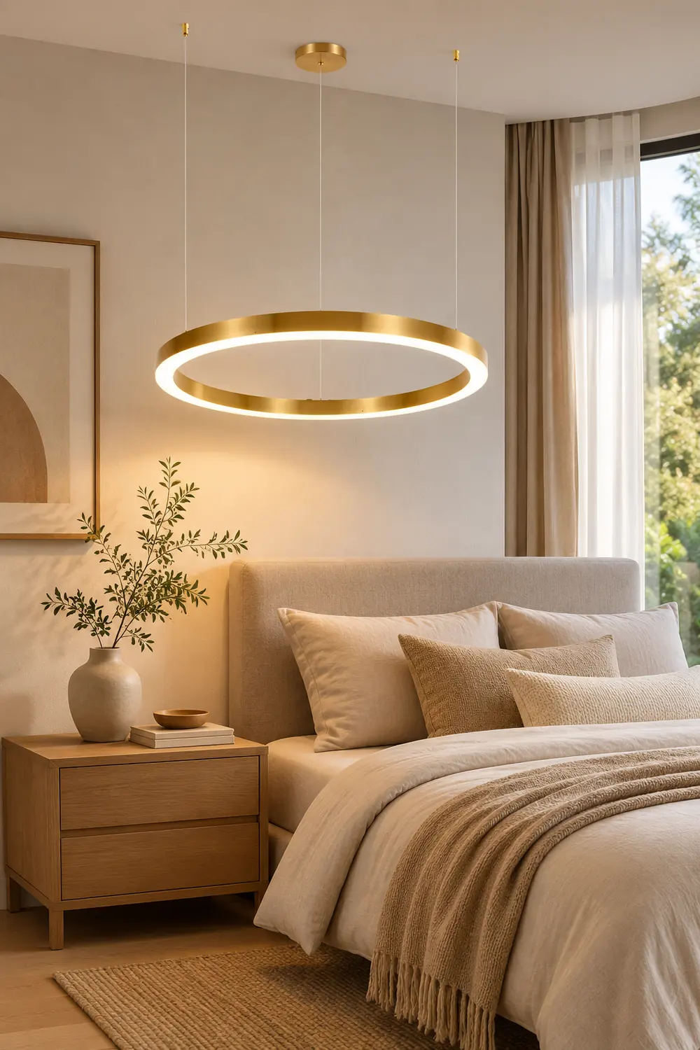 Arisha Modern Ring Metal Pendant Light, Gold - Lumpaz