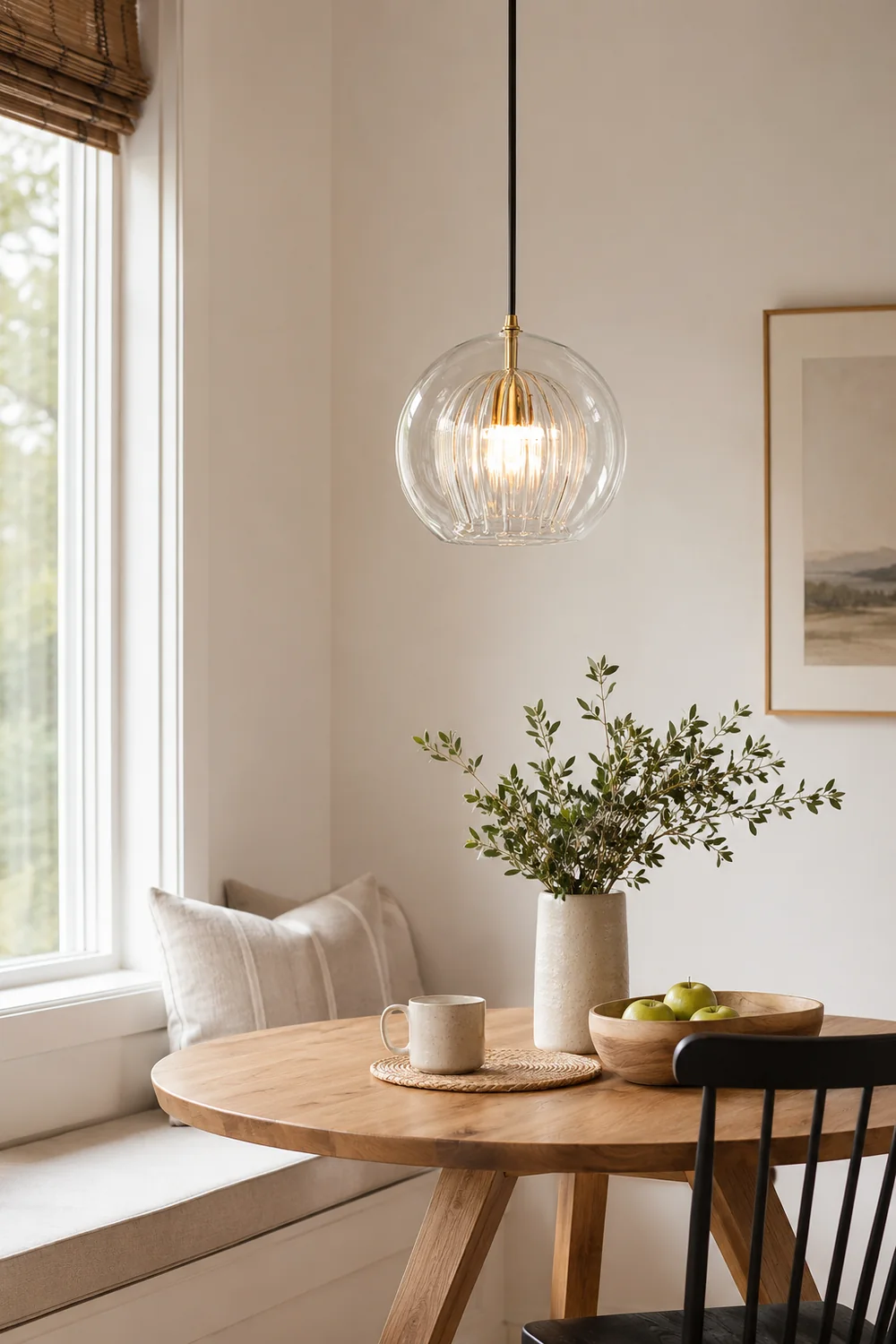 Hailie Nordic Glass Globe Pendant Light Clear/Amber Bedroom - Lumpaz