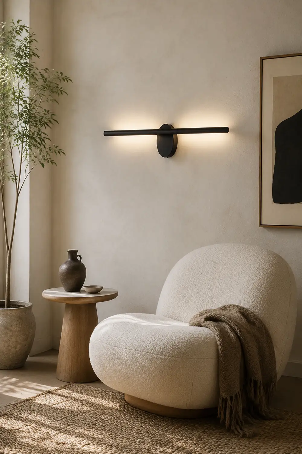 Edge Minimalist Linear Metal Wall Lamp, Black, Bathroom, Front Mirror - Lumpaz