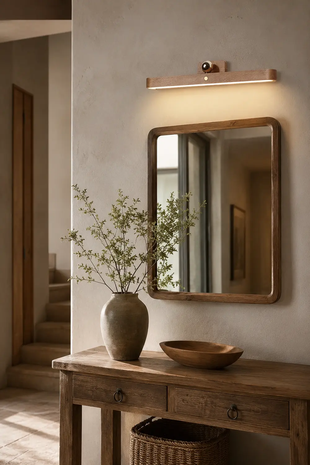 Ozawa Retro Oval Wood/Acrylic/Metal Wall Lamp, Front Mirror Vanity - Lumpaz