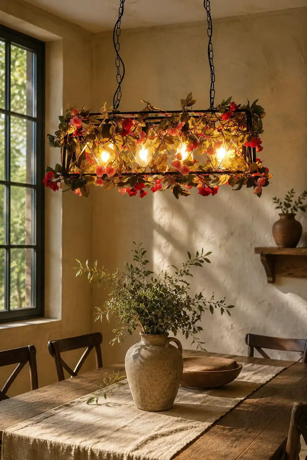 Nest Rustic Farmhouse Art Deco Plant Rectangle Pendant Light - Lumpaz