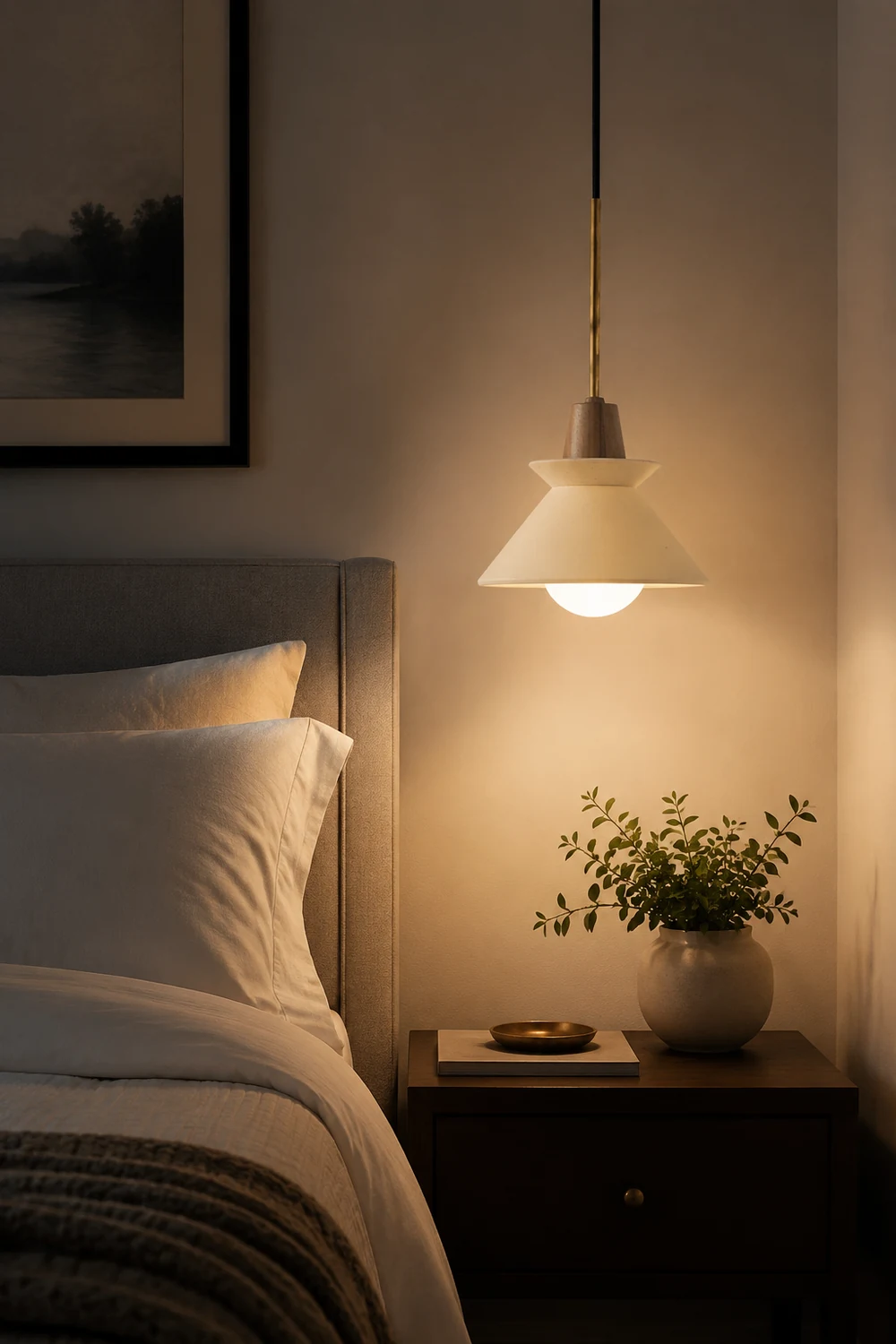 Ozawa Bowl Shade Pendant Light, White - Lumpaz