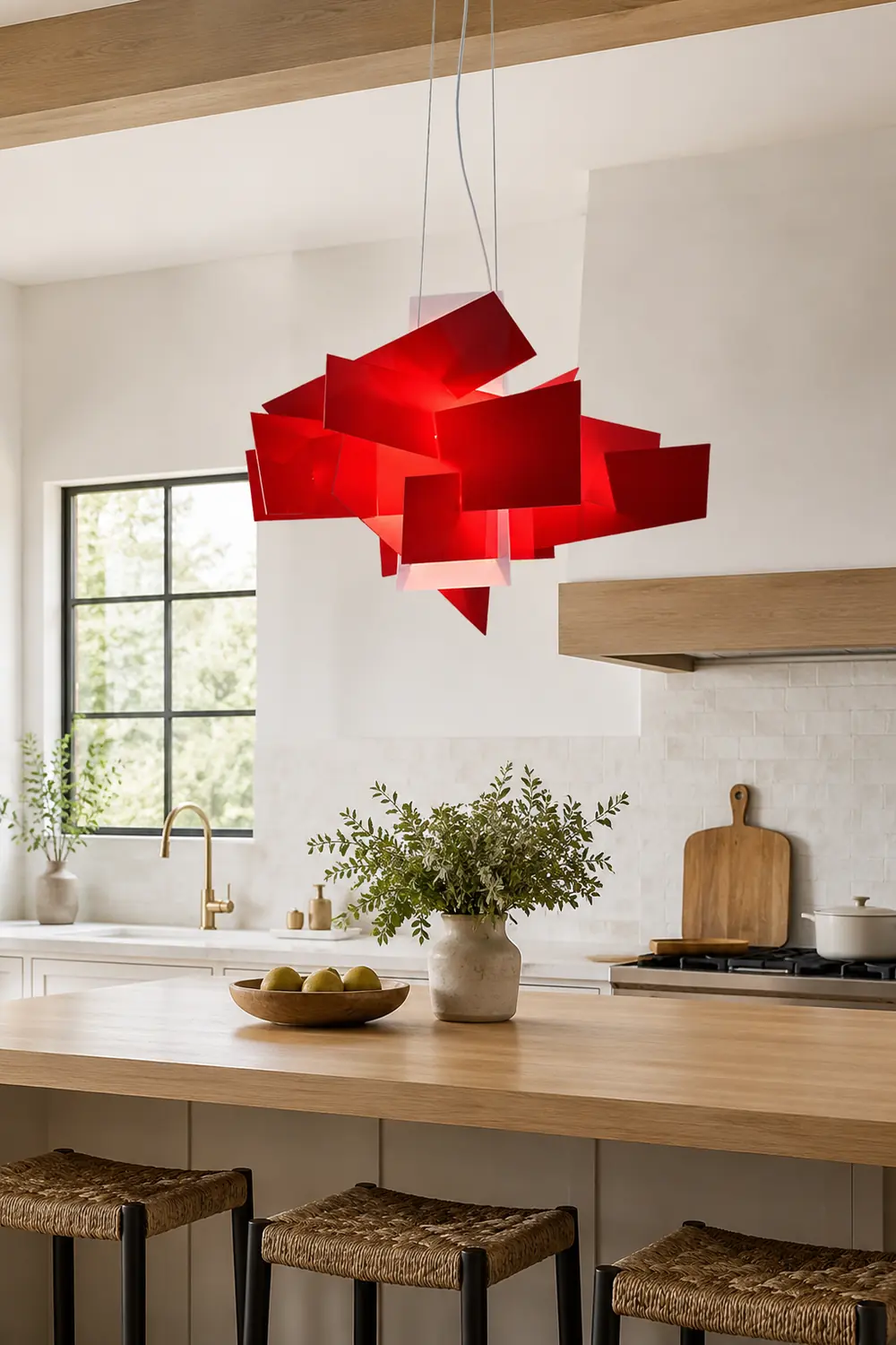 Renée Artistry Spliced Simole Pendant Light, White/Red - Lumpaz