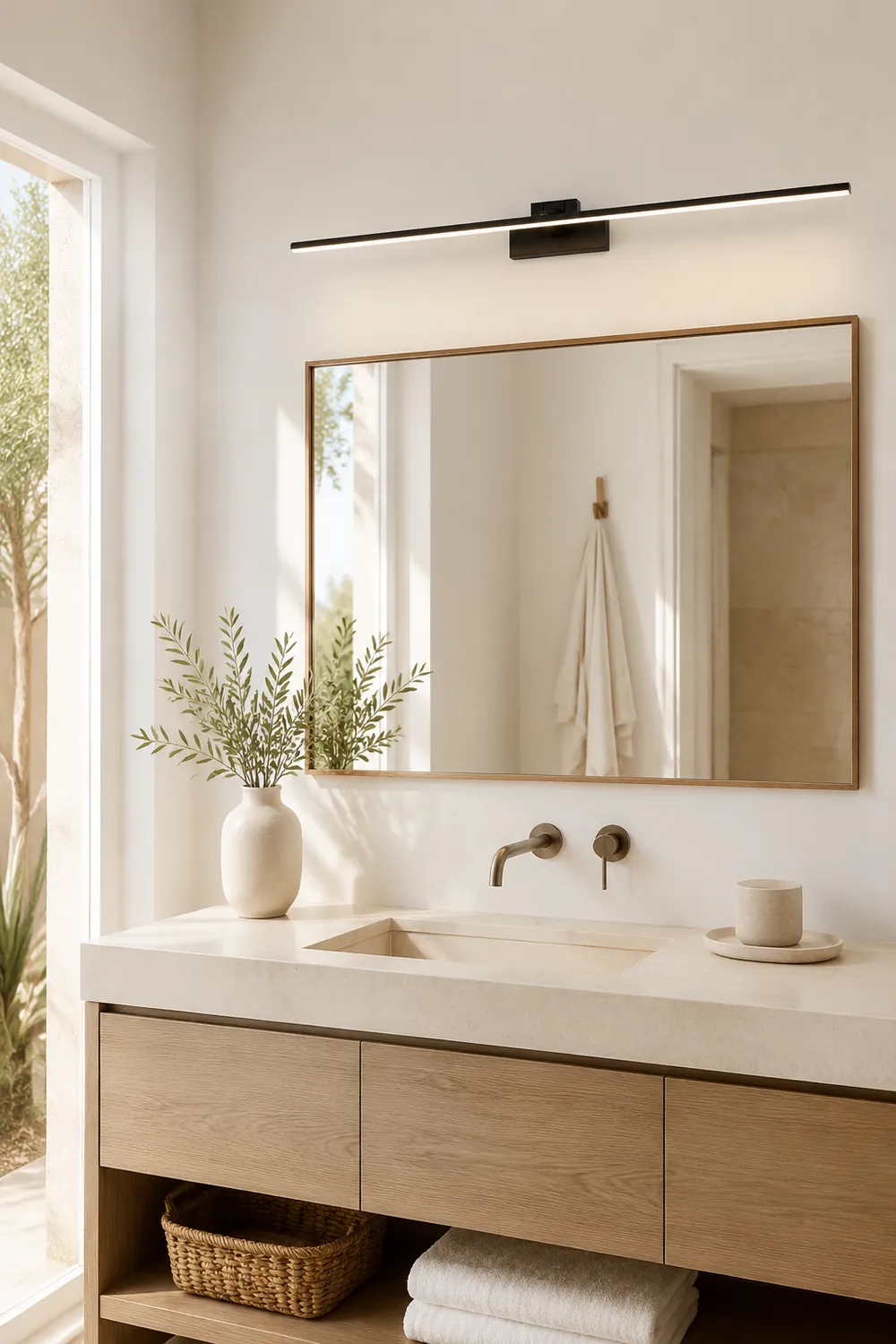 Leigh Modern Bar Mirror Front Vanity Metal Wall Lamp, Black&White - Lumpaz