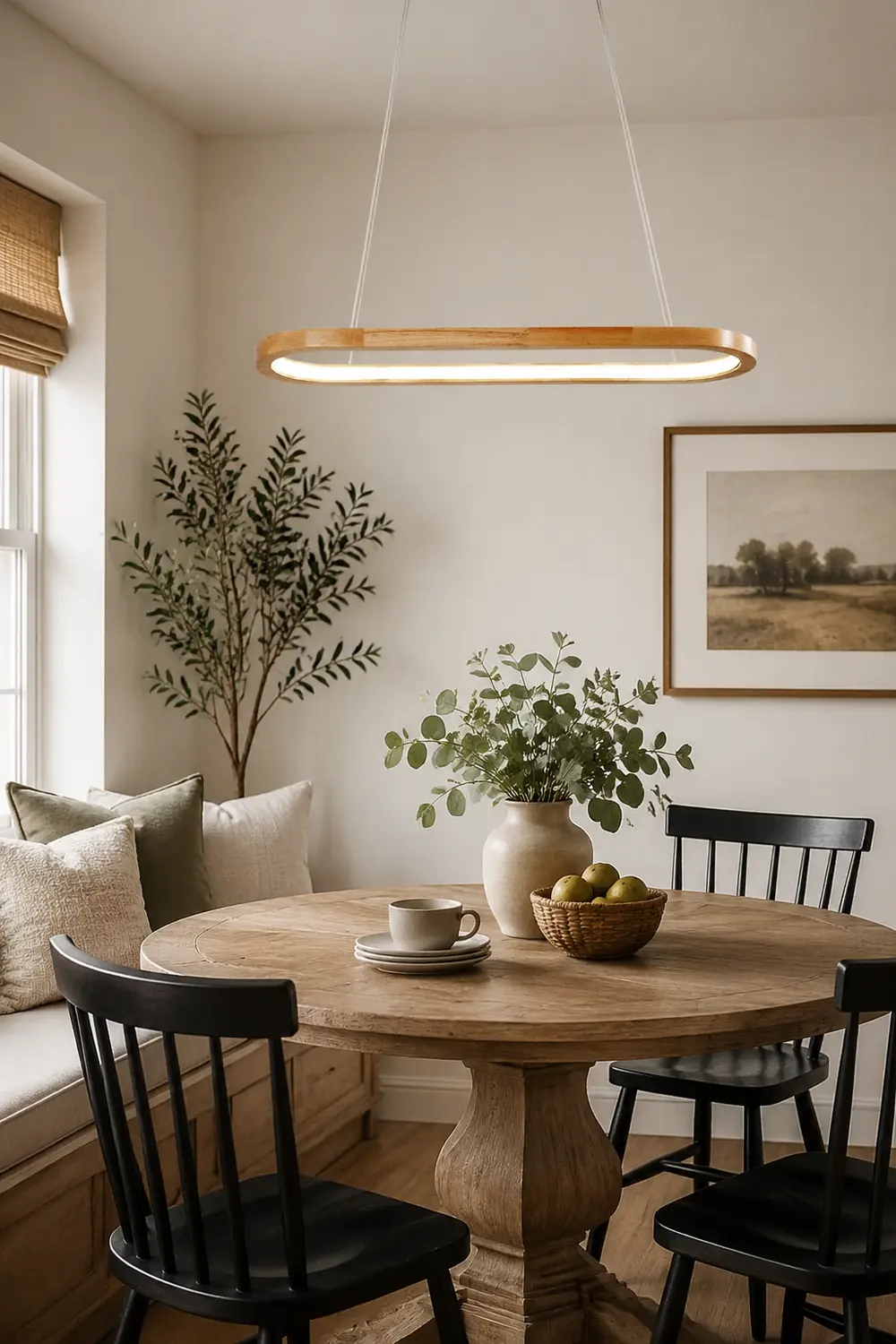 Ozawa Contemporary Oval Wooden Pendant Light Dining Room - Lumpaz