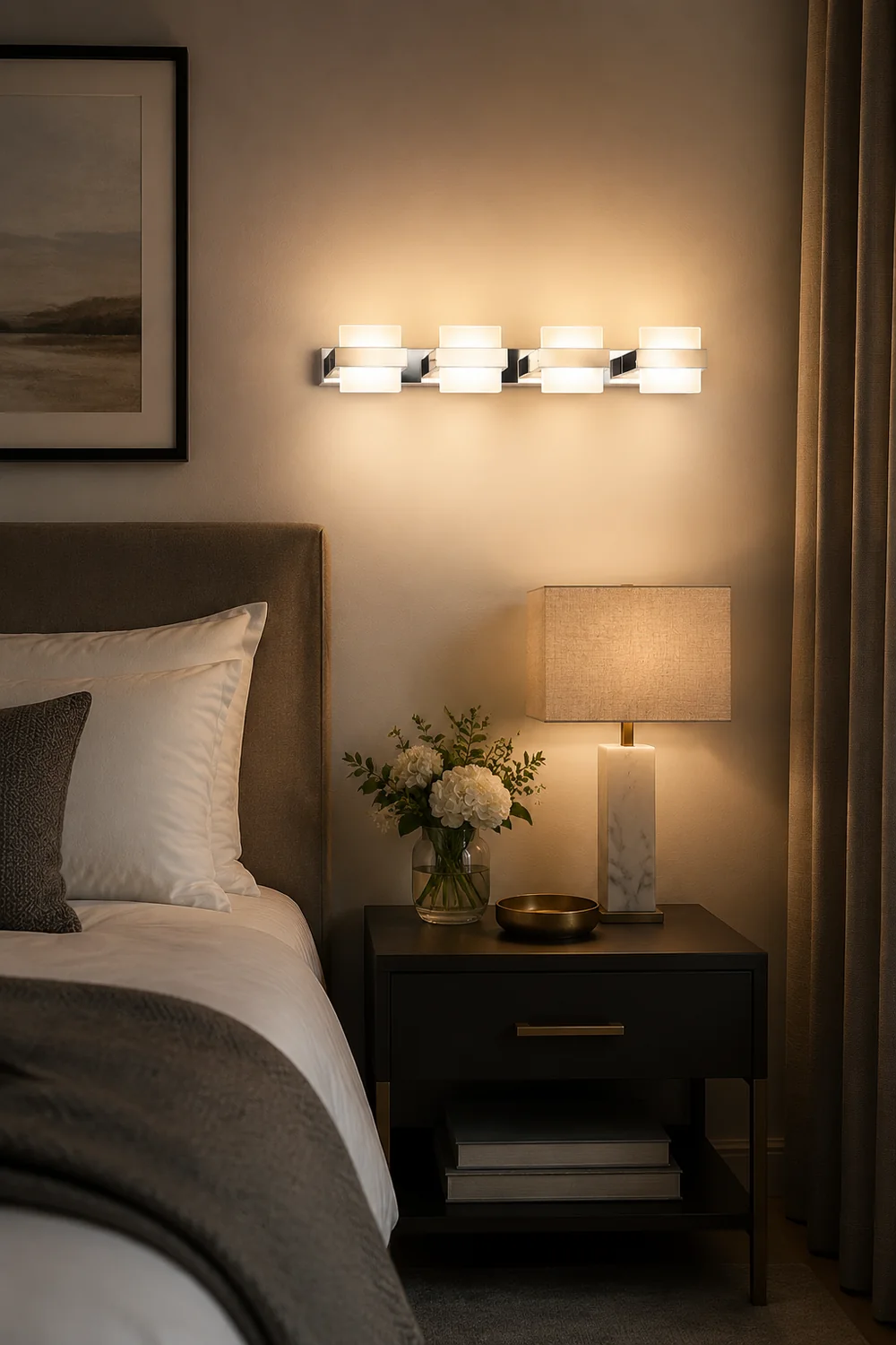 Leigh Modern Square Metal/Acrylic Wall Lamp, Silver, Bathroom - Lumpaz
