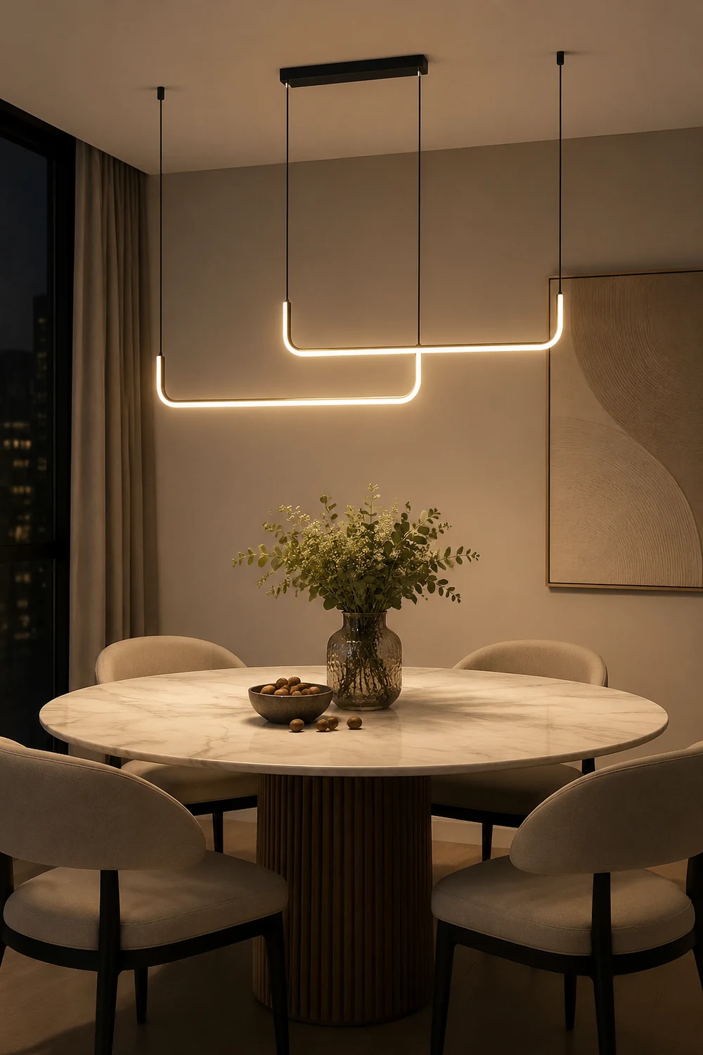 Edge Modern Linear Pendant Light Double Frame, Black/Gold - Lumpaz