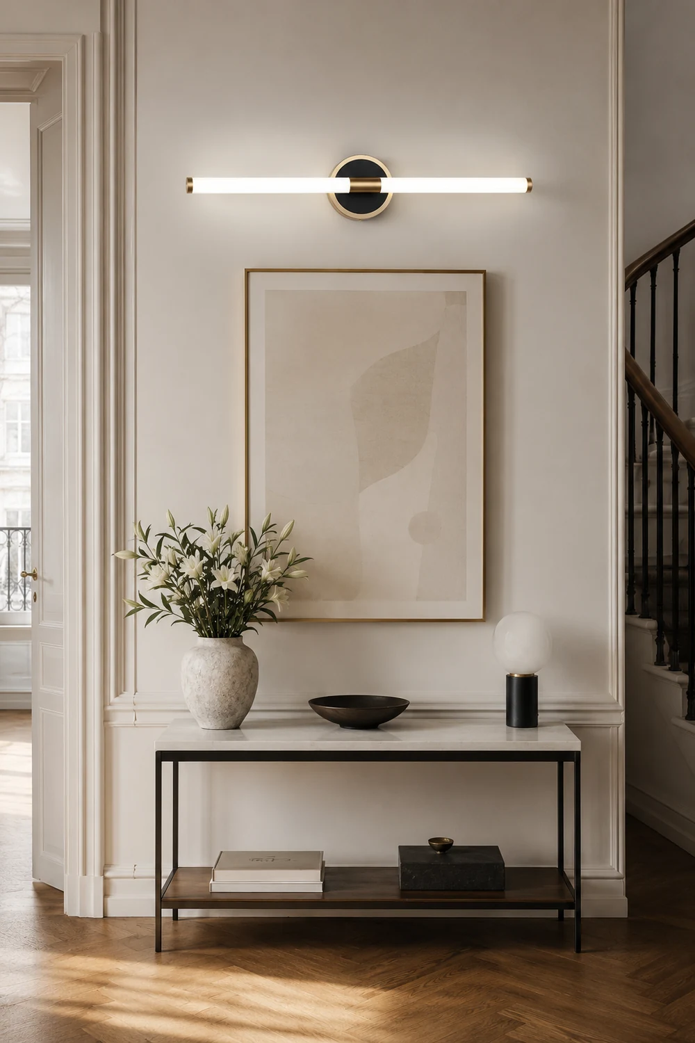 Leigh Designer Linear Mirror Front Vanity Wall Lamp, Cooper/Black - Lumpaz