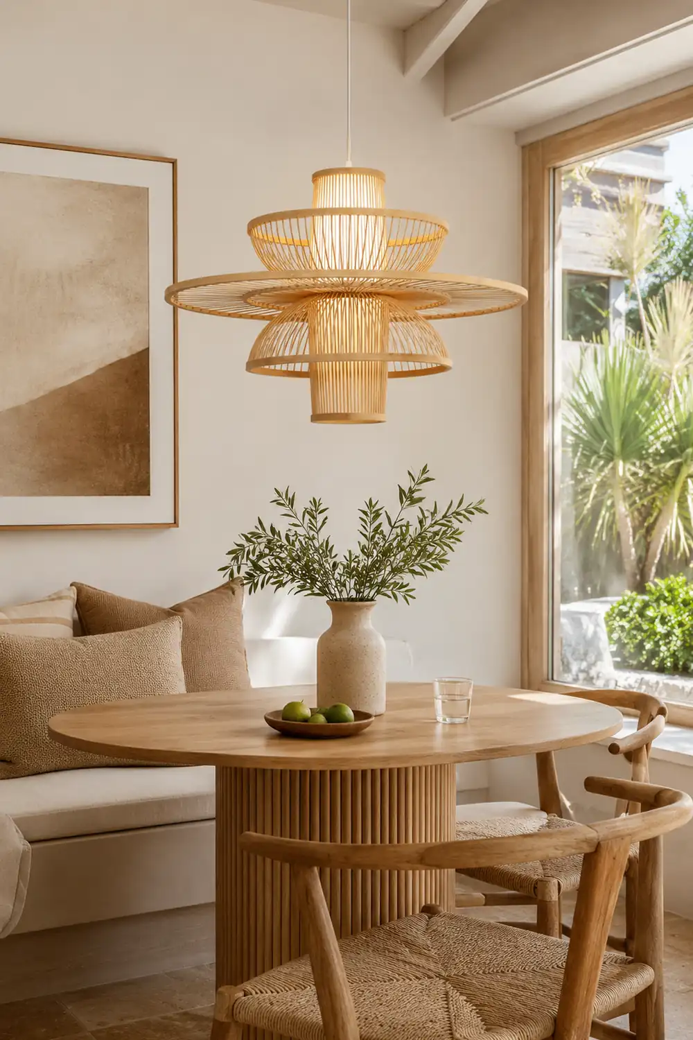 Muto Lotus-Shaped Rattan Pendant Light, 16"/19.5"/23.5" - Lumpaz